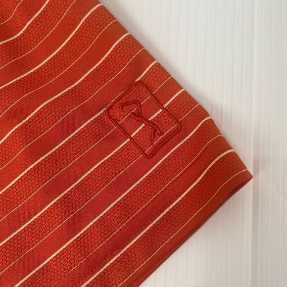 PGA Tour Mens Shirt Polo XL Extra Large‎ Orange Striped Short Sleeve Golf Sports - Picture 11 of 13